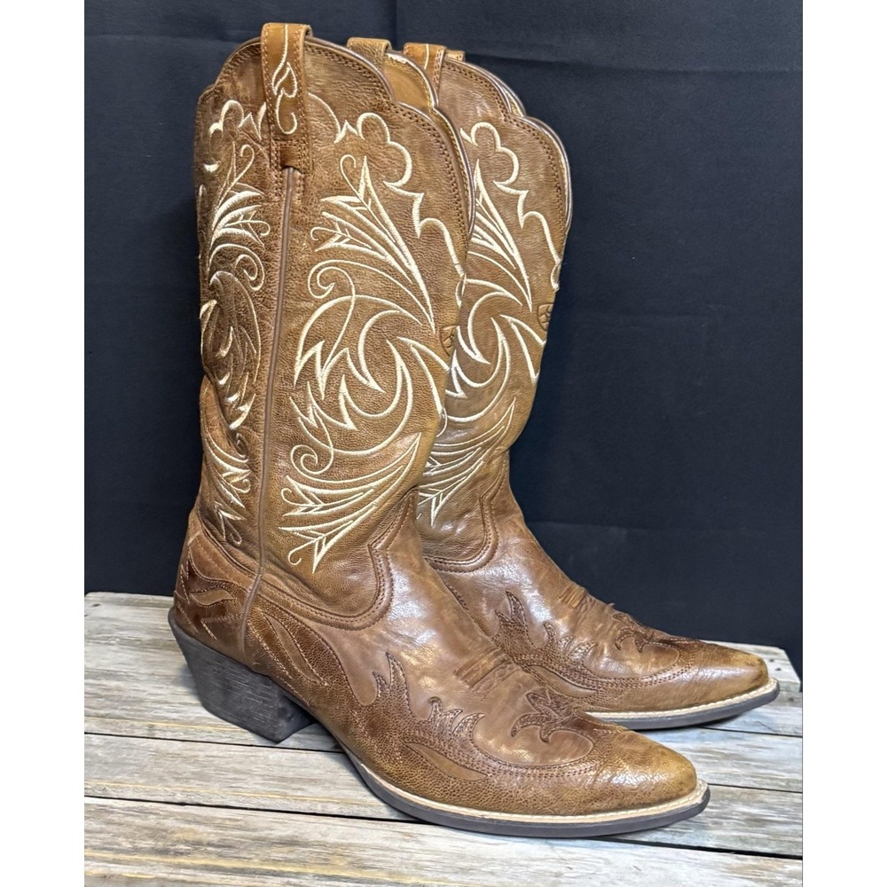 Ariat Womens Brown Leather Western Mid Calf Pointed Toe Boots 10005920 Size 9 - Picture 2 of 13